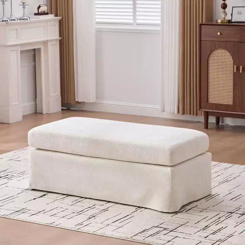 TUYOHW 46 Plush Chenille Storage Ottoman Bench with Metal Legs,Rectangular End-of-Bed Bench for Bedroom and Living Room,500lbs Capacity