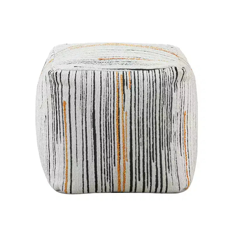 TUYOHW 16H Square Pouf,Chic Jacquard Ottoman for Living Room,Footrest Stool Non-Slip Bean Bag Chair,300lbs Capacity,Abstract Stripes