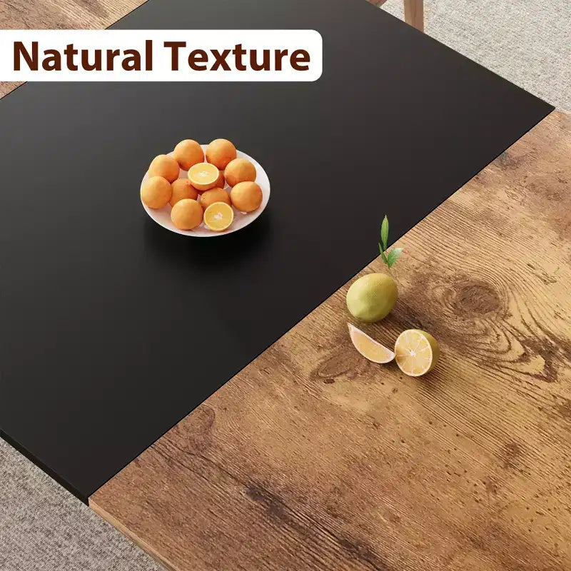 78.7 Industrial Dining Table for 6-8 People, Two-Tone Brown and Black Wood Table for Kitchen, Dining Room, or Conference Use