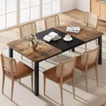 78.7 Industrial Dining Table for 6-8 People, Two-Tone Brown and Black Wood Table for Kitchen, Dining Room, or Conference Use