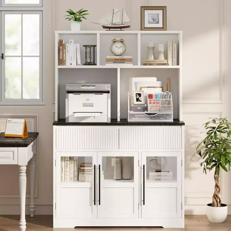 61 Kitchen Pantry Cabinet, Tall Kitchen Pantry w/Doors, Kitchen Storage Cabinet with Drawers Coffee Bar Table for Living Room, Dining Room