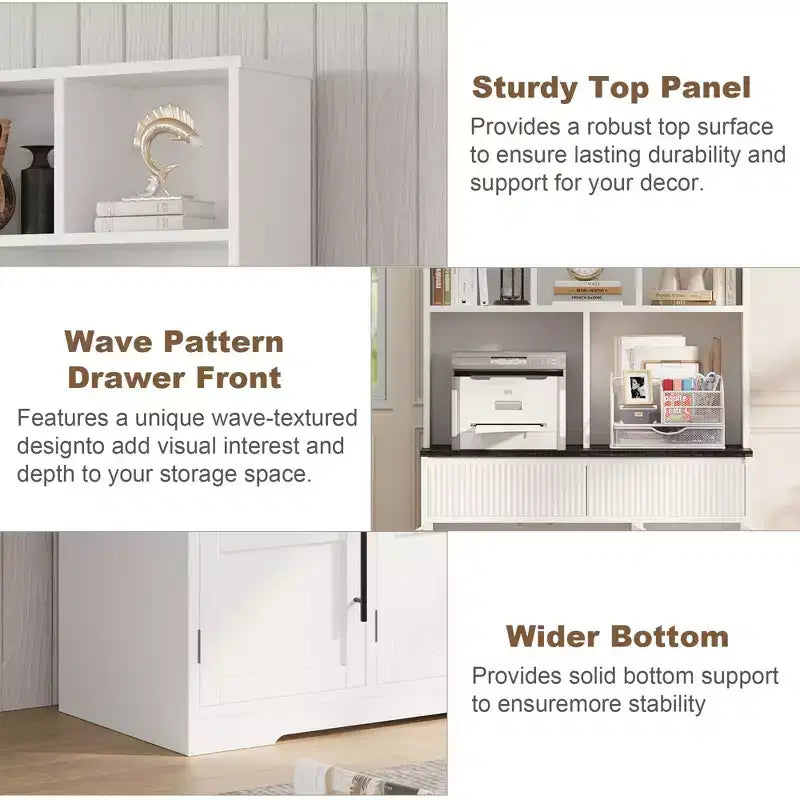 61 Kitchen Pantry Cabinet, Tall Kitchen Pantry w/Doors, Kitchen Storage Cabinet with Drawers Coffee Bar Table for Living Room, Dining Room