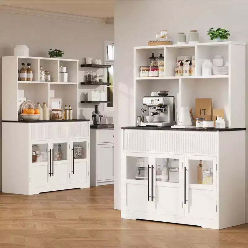61 Kitchen Pantry Cabinet, Tall Kitchen Pantry w/Doors, Kitchen Storage Cabinet with Drawers Coffee Bar Table for Living Room, Dining Room