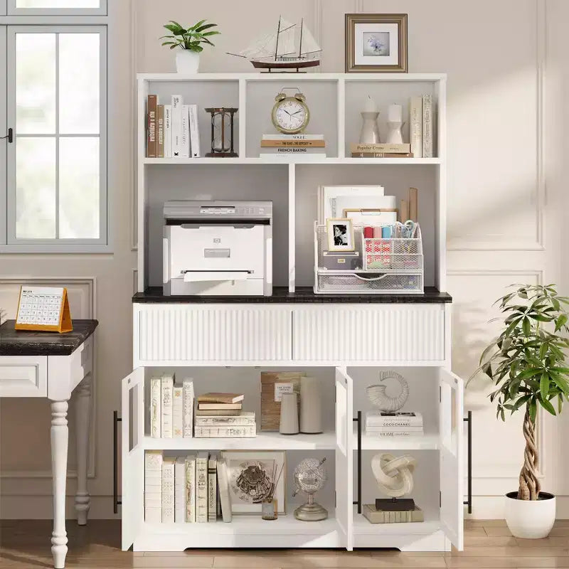 61 Kitchen Pantry Cabinet, Tall Kitchen Pantry w/Doors, Kitchen Storage Cabinet with Drawers Coffee Bar Table for Living Room, Dining Room