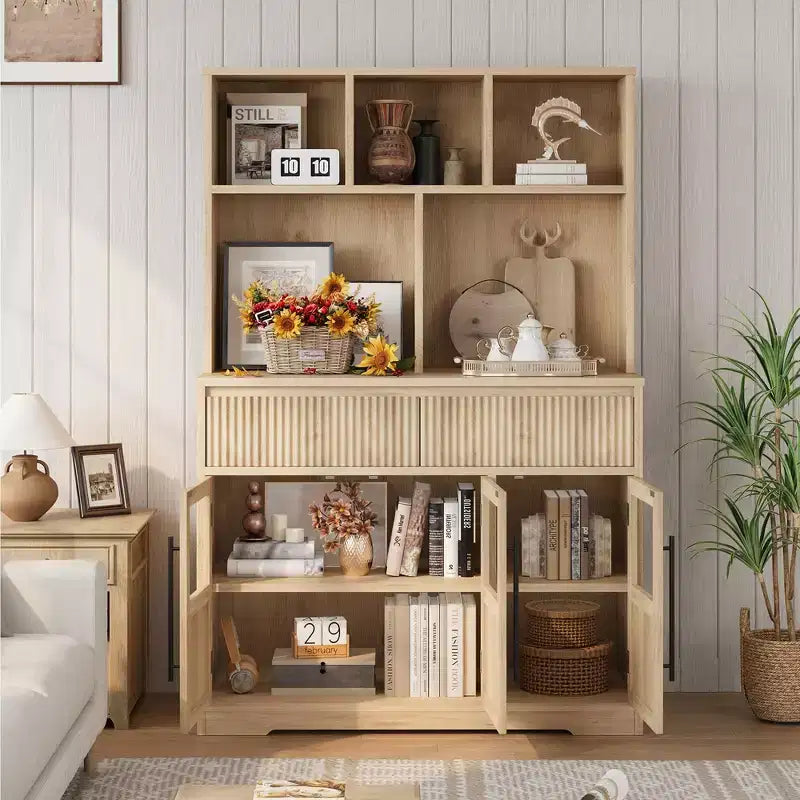 61 Kitchen Pantry Cabinet, Tall Kitchen Pantry w/Doors, Kitchen Storage Cabinet with Drawers Coffee Bar Table for Living Room, Dining Room