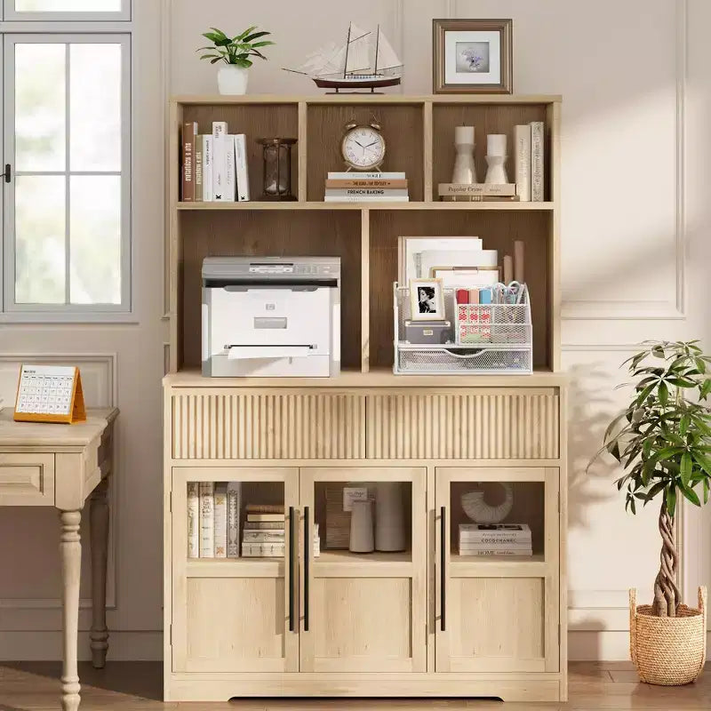 61 Kitchen Pantry Cabinet, Tall Kitchen Pantry w/Doors, Kitchen Storage Cabinet with Drawers Coffee Bar Table for Living Room, Dining Room