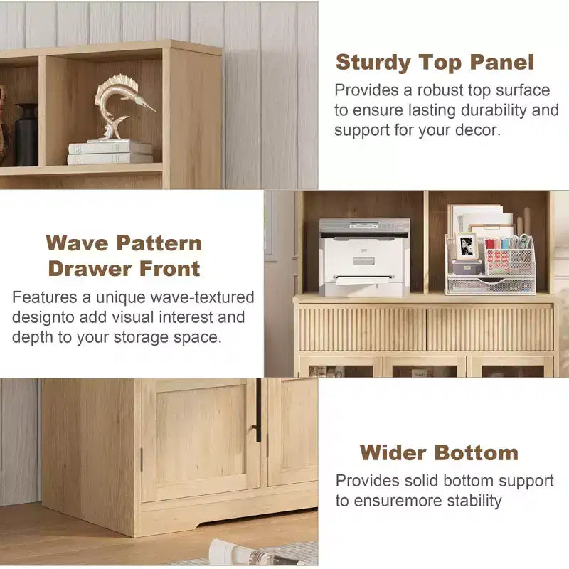 61 Kitchen Pantry Cabinet, Tall Kitchen Pantry w/Doors, Kitchen Storage Cabinet with Drawers Coffee Bar Table for Living Room, Dining Room