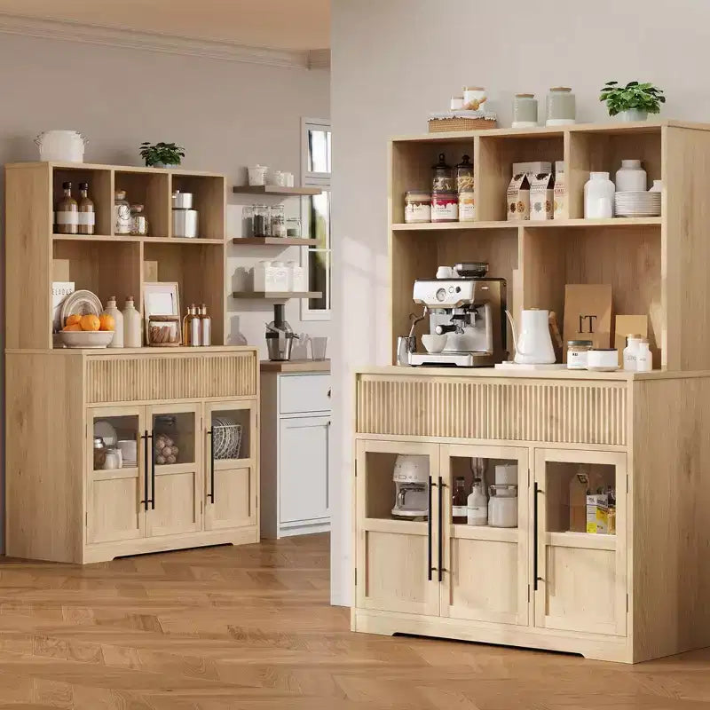 61 Kitchen Pantry Cabinet, Tall Kitchen Pantry w/Doors, Kitchen Storage Cabinet with Drawers Coffee Bar Table for Living Room, Dining Room