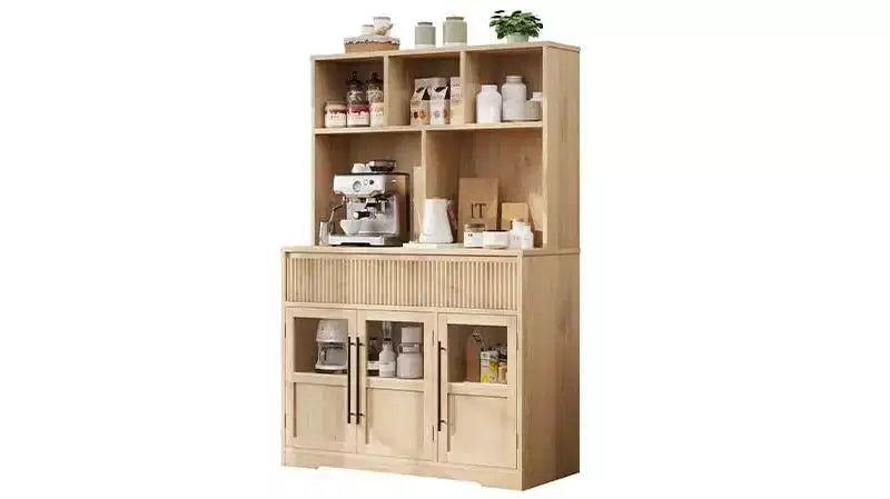 61 Kitchen Pantry Cabinet, Tall Kitchen Pantry w/Doors, Kitchen Storage Cabinet with Drawers Coffee Bar Table for Living Room, Dining Room
