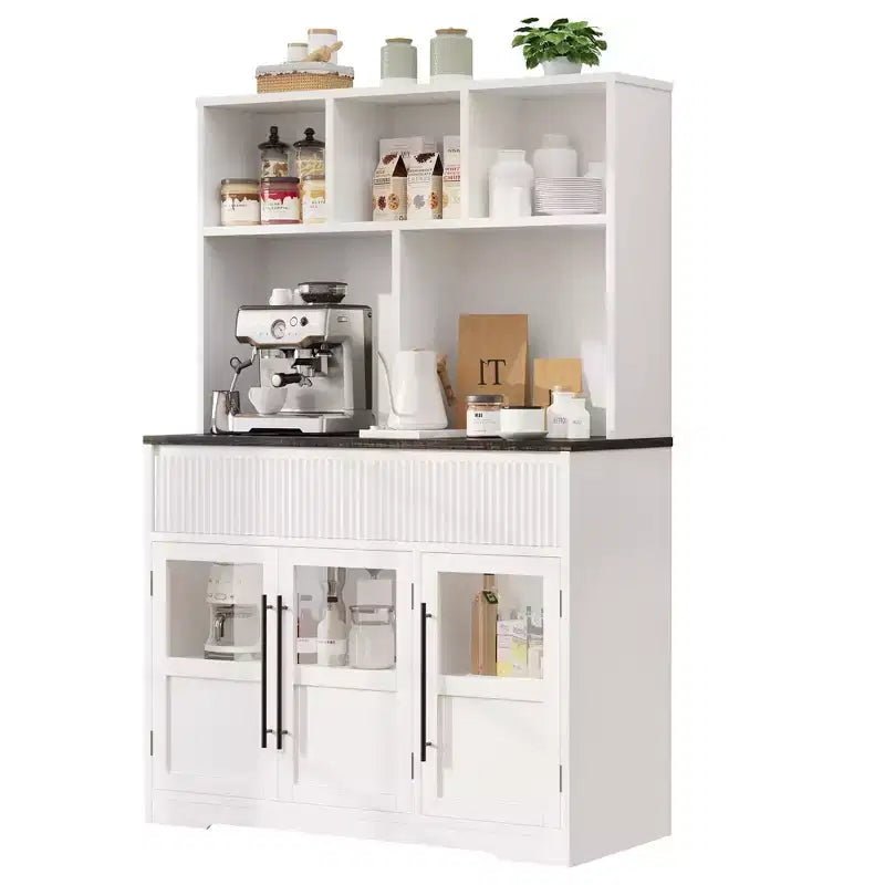 61 Kitchen Pantry Cabinet, Tall Kitchen Pantry w/Doors, Kitchen Storage Cabinet with Drawers Coffee Bar Table for Living Room, Dining Room