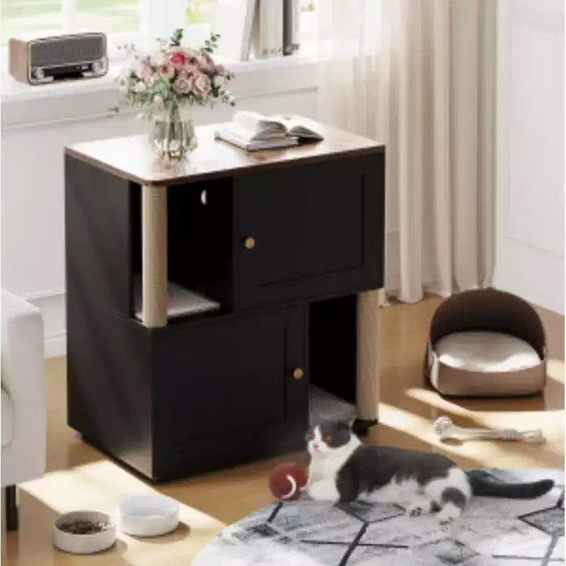 Double-Layer Cat Litter Box Enclosure XD901 Set