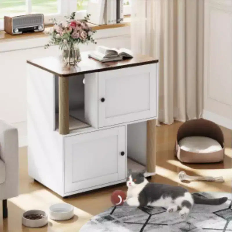 Double-Layer Cat Litter Box Enclosure XD901 Set