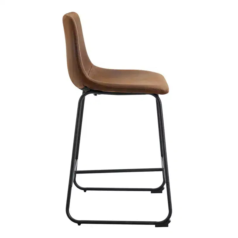 MAYEERTY PU Bar Stools Set of 2 with Iron Footrest for Kitchen Island