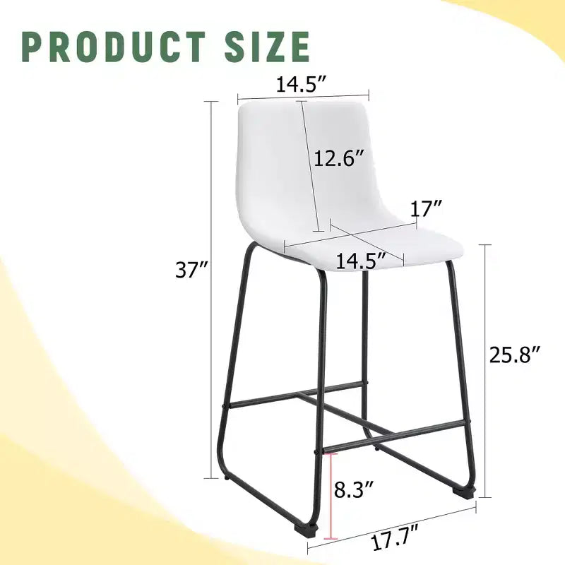 MAYEERTY PU Bar Stools Set of 2 with Iron Footrest for Kitchen Island
