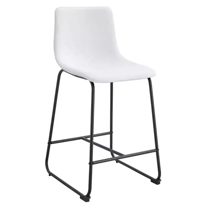 MAYEERTY PU Bar Stools Set of 2 with Iron Footrest for Kitchen Island