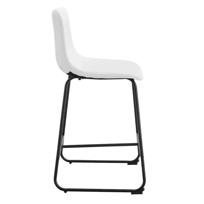 MAYEERTY PU Bar Stools Set of 2 with Iron Footrest for Kitchen Island