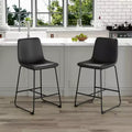 MAYEERTY PU Bar Stools Set of 2 with Iron Footrest for Kitchen Island