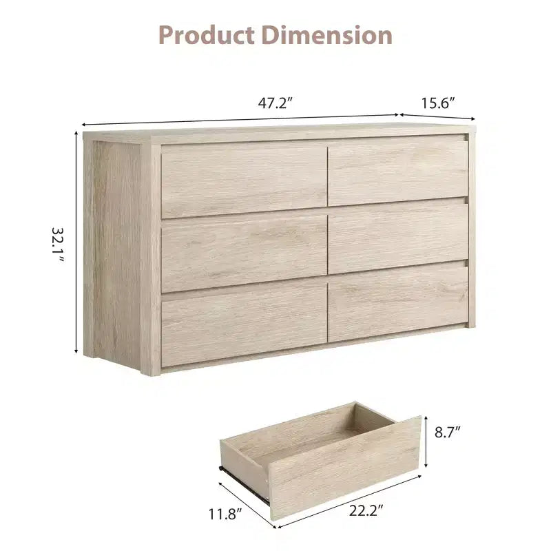 58 Wide 9-Drawer Dresser, Handle-Free Modern Wood Chest for Bedroom, Living Room, or Entryway Ample Storage, Minimalist Design
