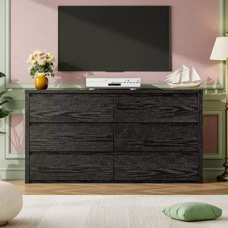 58 Wide 9-Drawer Dresser, Handle-Free Modern Wood Chest for Bedroom, Living Room, or Entryway Ample Storage, Minimalist Design
