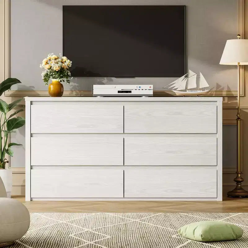 58 Wide 9-Drawer Dresser, Handle-Free Modern Wood Chest for Bedroom, Living Room, or Entryway Ample Storage, Minimalist Design