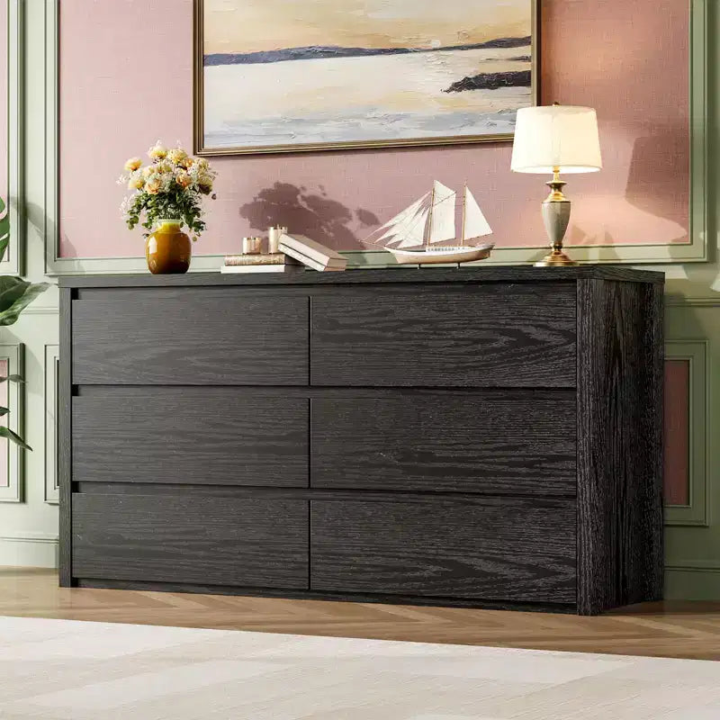 58 Wide 9-Drawer Dresser, Handle-Free Modern Wood Chest for Bedroom, Living Room, or Entryway Ample Storage, Minimalist Design