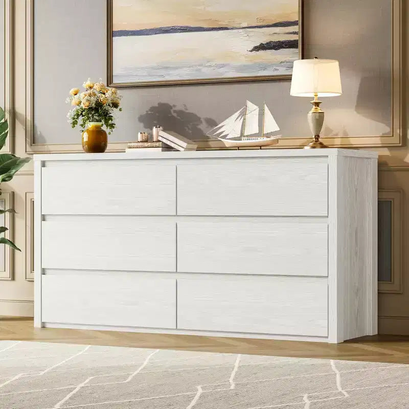 58 Wide 9-Drawer Dresser, Handle-Free Modern Wood Chest for Bedroom, Living Room, or Entryway Ample Storage, Minimalist Design