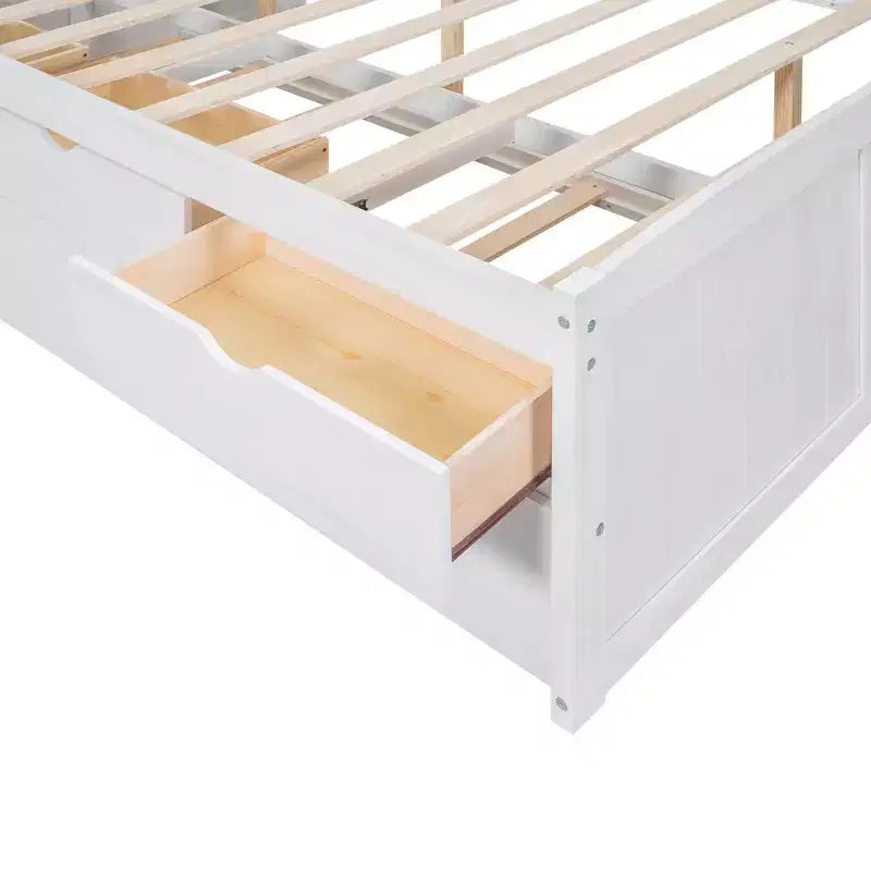 GDFStudio Dyer Wooden Captain Bed with Built-in Bookshelves,Three Storage Drawers and Trundle