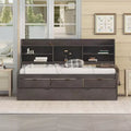 GDFStudio Dyer Wooden Captain Bed with Built-in Bookshelves,Three Storage Drawers and Trundle