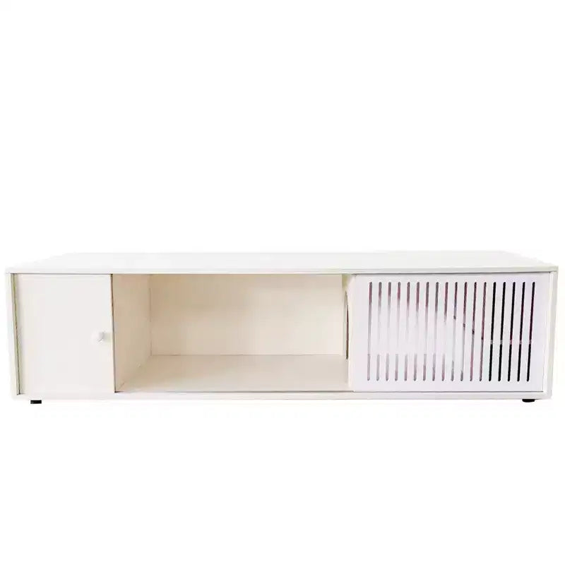 JVNOXK Cat TV Stand with Storage Cabinet and Removable Sliding Door, White