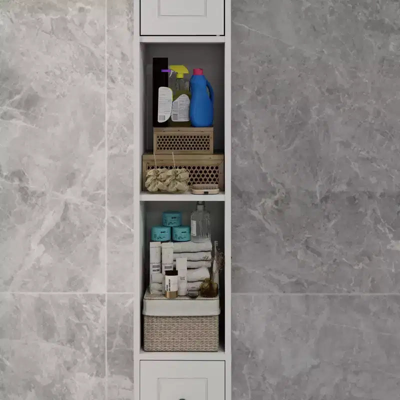 sumyeg Tall Slim 71 Freestanding Bathroom Cabinet with Drawer, 2 Doors & Adjustable Shelves in White