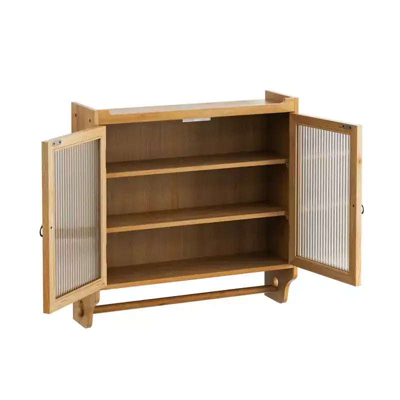 sumyeg 24.8 Vintage Double Door Wall Cabinet With Glass Doors, 3 Tiers and Towel Rack
