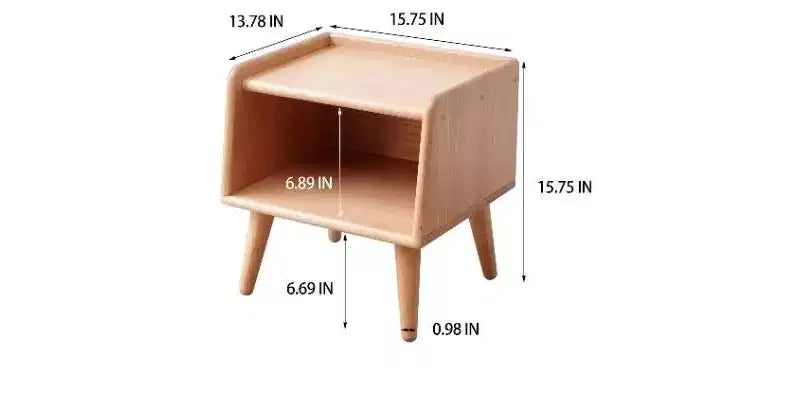 TUYOHW European Beechwood Round Nightstand with Cable Management, Space-Saving Small Side Table for Bedroom Living Room, Modern Bedside Table