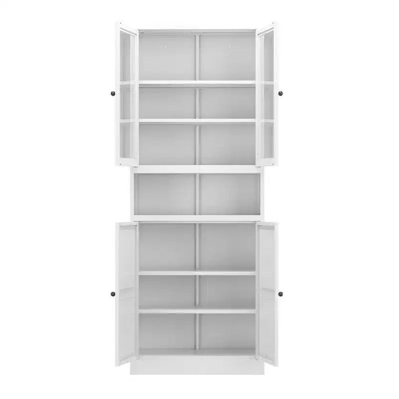 VIYET 72H Heavy-Duty Metal Kitchen Pantry Cabinet,150LBS/Shelf,Adjustable Shelves+Glass Doors,Freestanding for Kitchen/Pantry/Bathroom(White)