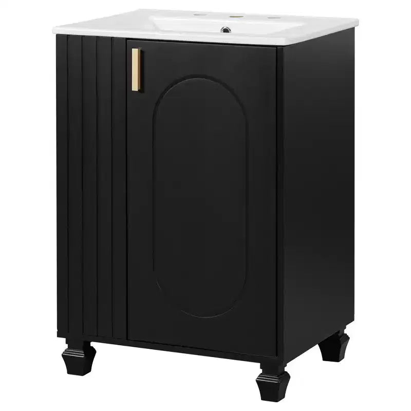 24 Small Bathroom Vanity Sink Combo, Bathroom storage Cabinet with Door Shelf, Single Sink Bathroom Vanity for Small Space
