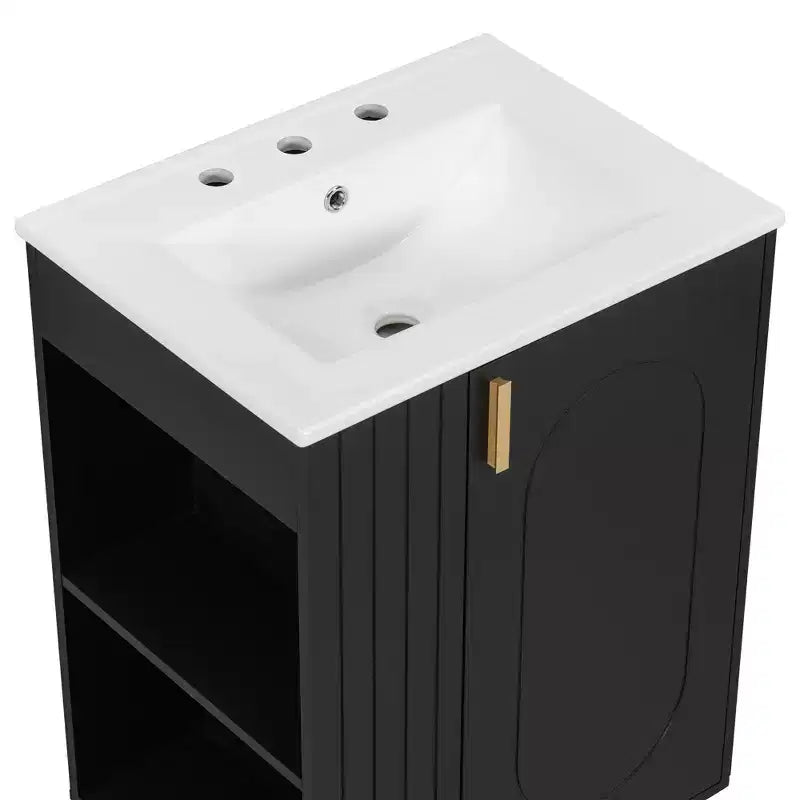 24 Small Bathroom Vanity Sink Combo, Bathroom storage Cabinet with Door Shelf, Single Sink Bathroom Vanity for Small Space