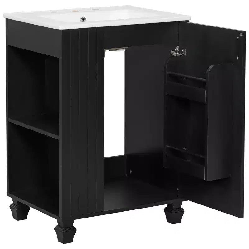 24 Small Bathroom Vanity Sink Combo, Bathroom storage Cabinet with Door Shelf, Single Sink Bathroom Vanity for Small Space