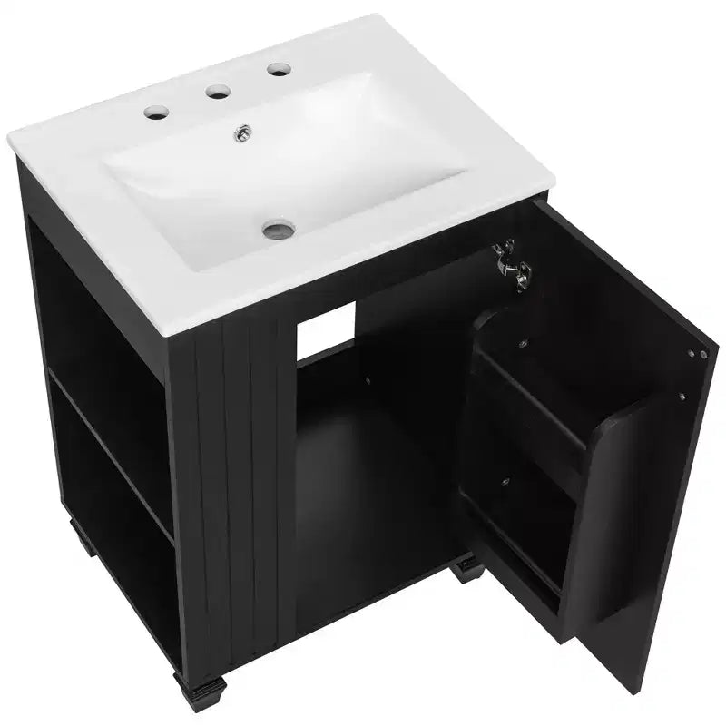 24 Small Bathroom Vanity Sink Combo, Bathroom storage Cabinet with Door Shelf, Single Sink Bathroom Vanity for Small Space