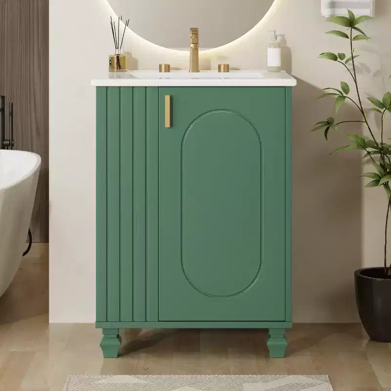 24 Small Bathroom Vanity Sink Combo, Bathroom storage Cabinet with Door Shelf, Single Sink Bathroom Vanity for Small Space