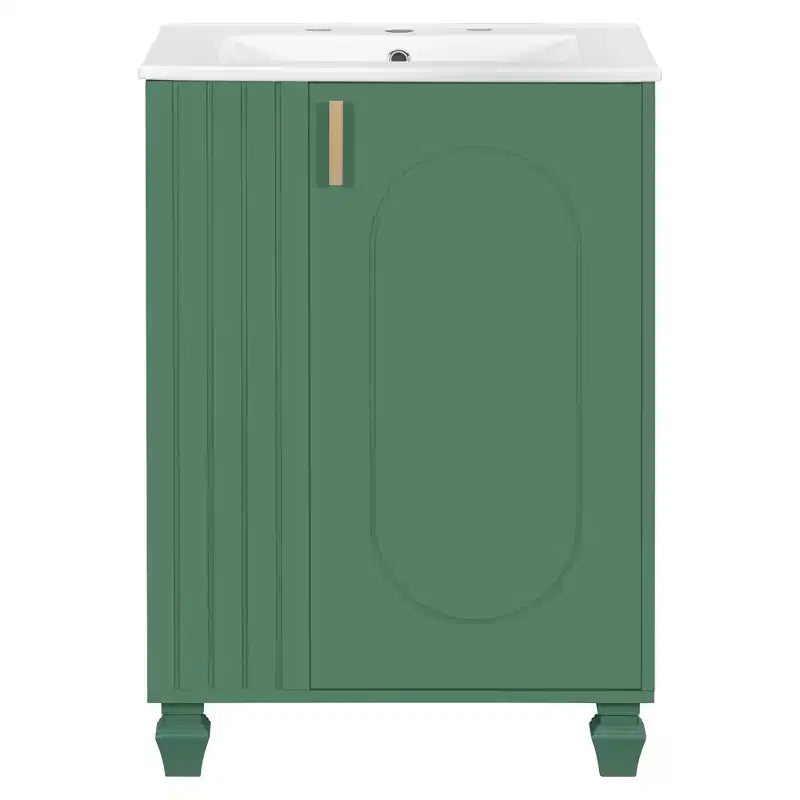 24 Small Bathroom Vanity Sink Combo, Bathroom storage Cabinet with Door Shelf, Single Sink Bathroom Vanity for Small Space