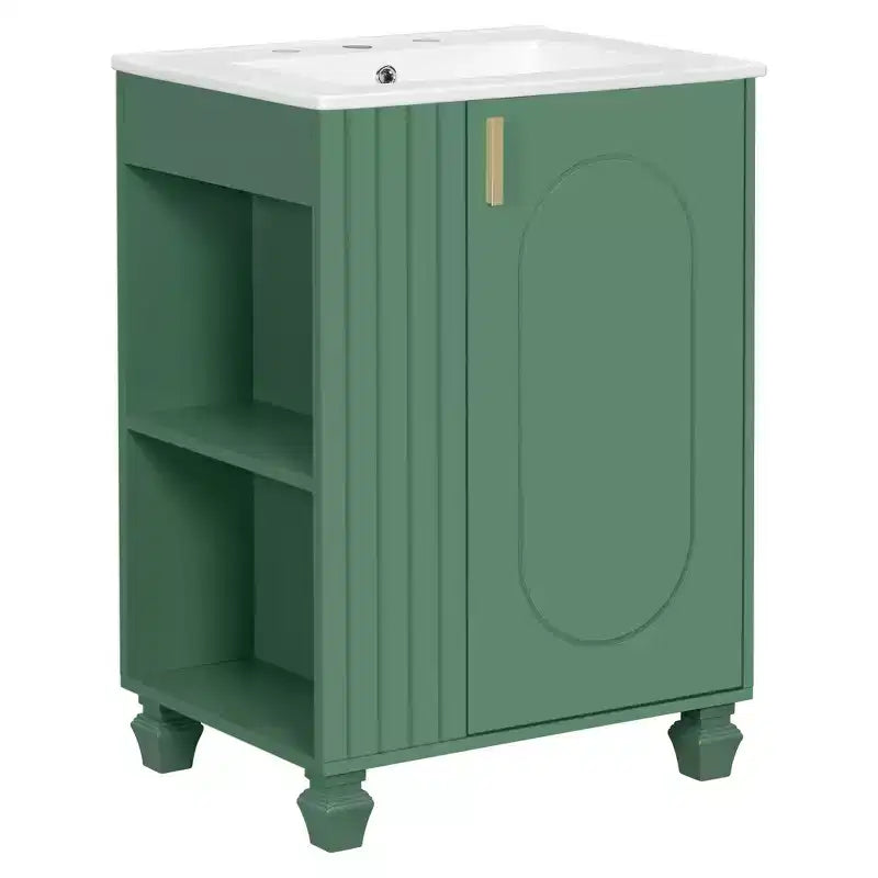 24 Small Bathroom Vanity Sink Combo, Bathroom storage Cabinet with Door Shelf, Single Sink Bathroom Vanity for Small Space
