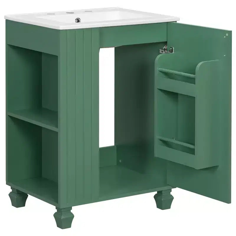 24 Small Bathroom Vanity Sink Combo, Bathroom storage Cabinet with Door Shelf, Single Sink Bathroom Vanity for Small Space