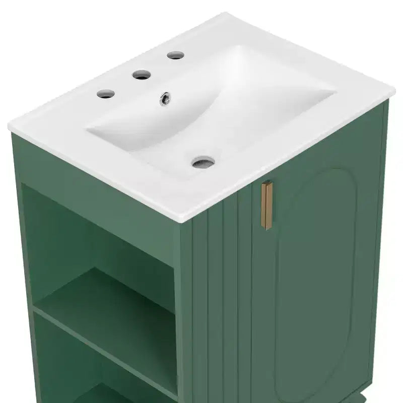 24 Small Bathroom Vanity Sink Combo, Bathroom storage Cabinet with Door Shelf, Single Sink Bathroom Vanity for Small Space