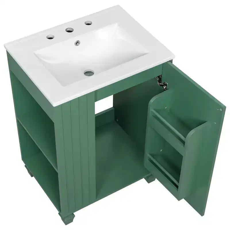 24 Small Bathroom Vanity Sink Combo, Bathroom storage Cabinet with Door Shelf, Single Sink Bathroom Vanity for Small Space