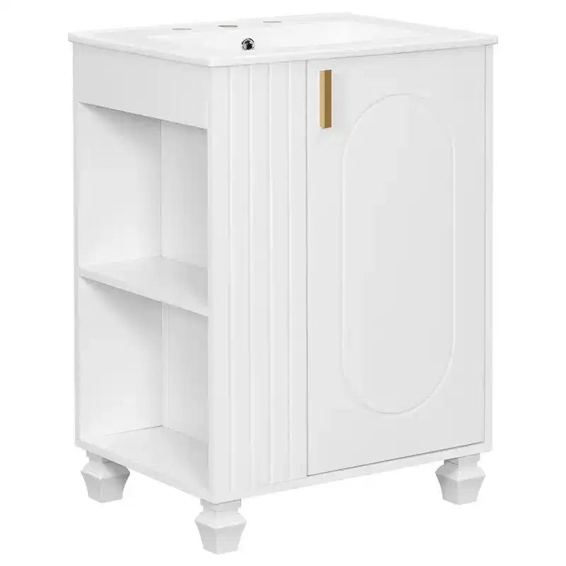 24 Small Bathroom Vanity Sink Combo, Bathroom storage Cabinet with Door Shelf, Single Sink Bathroom Vanity for Small Space