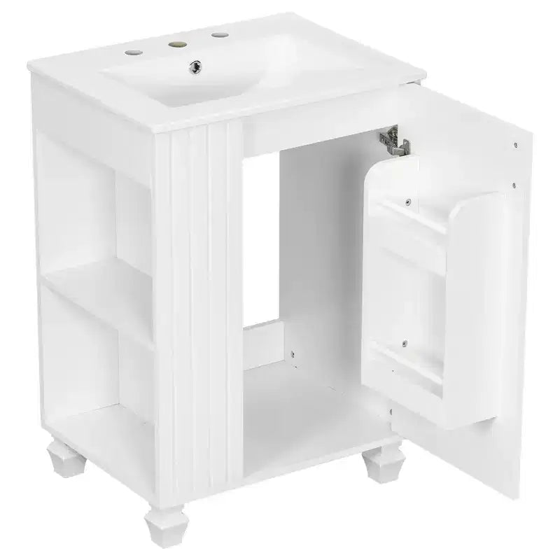 24 Small Bathroom Vanity Sink Combo, Bathroom storage Cabinet with Door Shelf, Single Sink Bathroom Vanity for Small Space