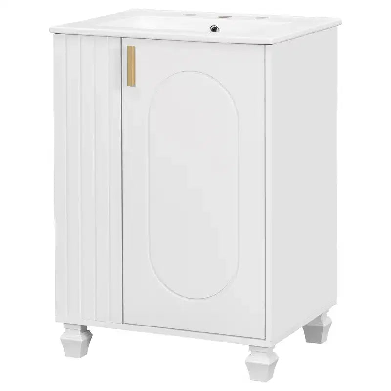 24 Small Bathroom Vanity Sink Combo, Bathroom storage Cabinet with Door Shelf, Single Sink Bathroom Vanity for Small Space