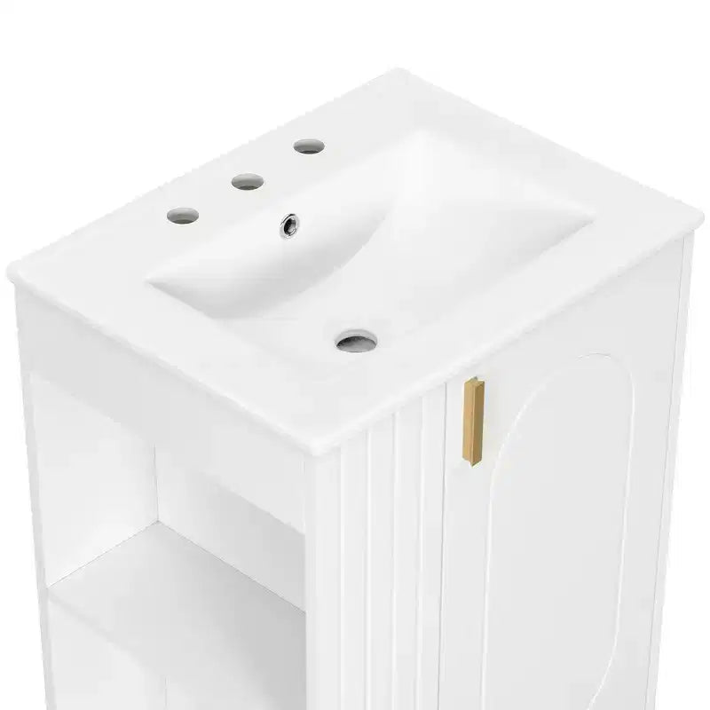 24 Small Bathroom Vanity Sink Combo, Bathroom storage Cabinet with Door Shelf, Single Sink Bathroom Vanity for Small Space