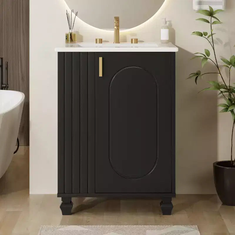 24 Small Bathroom Vanity Sink Combo, Bathroom storage Cabinet with Door Shelf, Single Sink Bathroom Vanity for Small Space