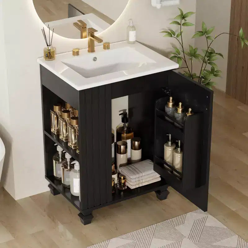 24 Small Bathroom Vanity Sink Combo, Bathroom storage Cabinet with Door Shelf, Single Sink Bathroom Vanity for Small Space