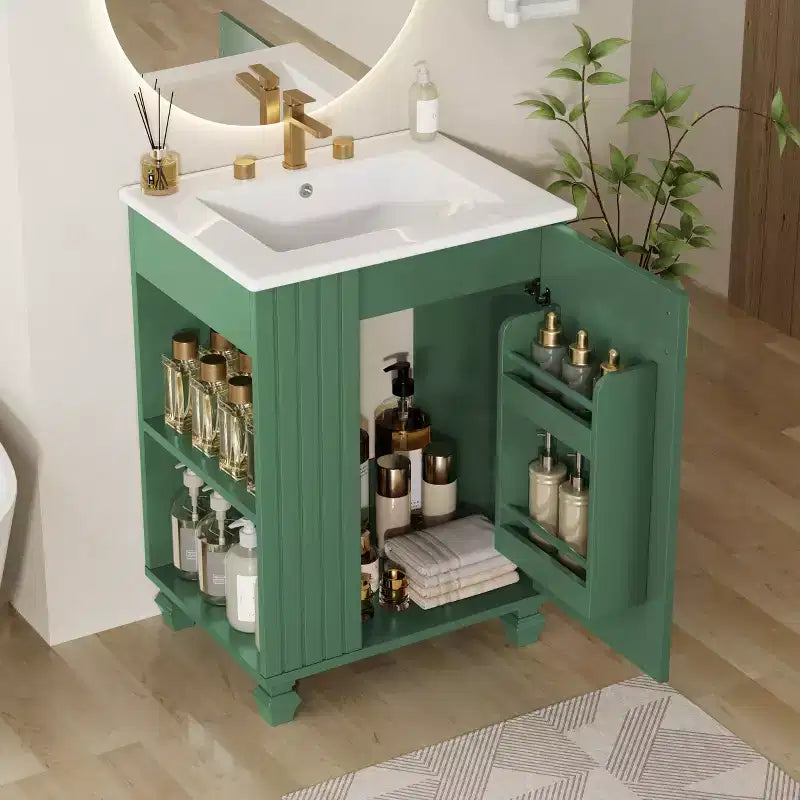 24 Small Bathroom Vanity Sink Combo, Bathroom storage Cabinet with Door Shelf, Single Sink Bathroom Vanity for Small Space